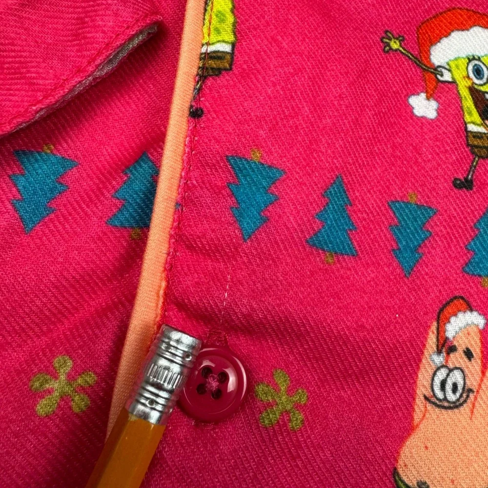 Andy‎ & Evan Spongebob Squarepants Kids Pajama Set Size 8 Pink Christmas Cozy